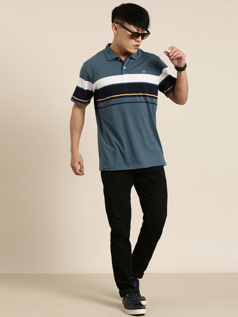 Blue Striped Polo T-shirt